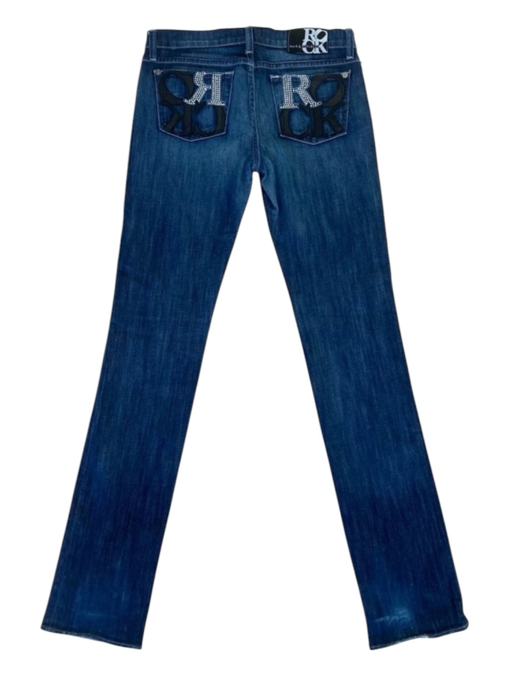 Rock & Republic women jeans straight/slim leg long mid rise soft  distressed 29